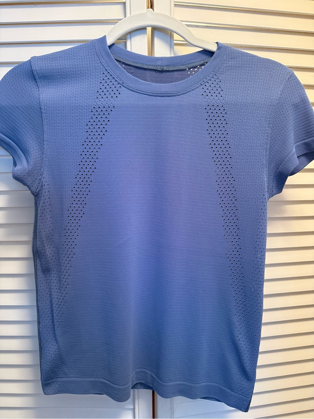 Lululemon Perforated Short Sleeve Athletic Tee - Light Blue